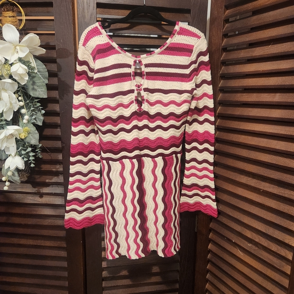 Striped Pink and Cream Mini Dress